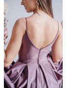 V-kivágású maxi ruha spagetti pántokkal sötétmályva színben.