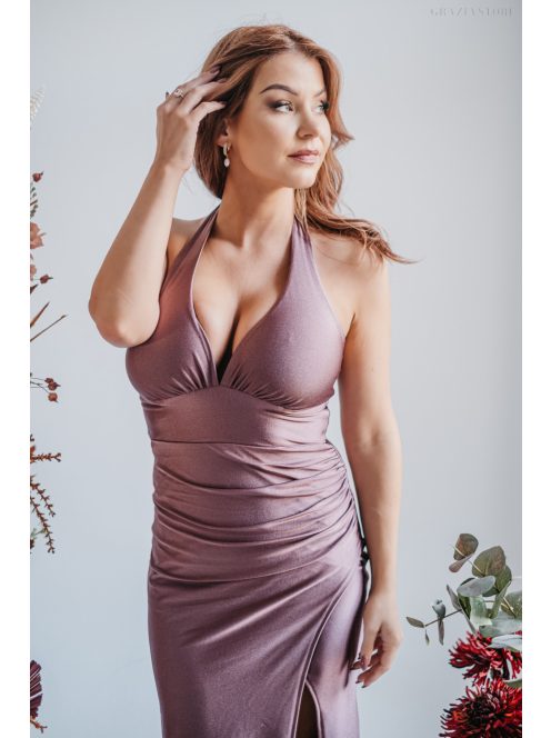 Szabina – V-kivágású szűk fazonú supernatural színű maxi ruha 