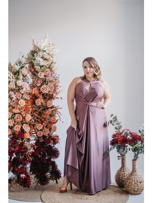 Barbi – elől-hátul csepp alakban kivágott maxi ruha supernatural színben