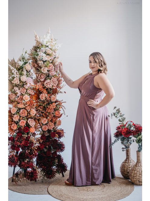 Barbi – elől-hátul csepp alakban kivágott maxi ruha supernatural színben