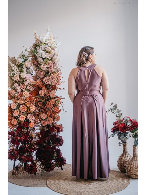 Barbi – elől-hátul csepp alakban kivágott maxi ruha supernatural színben