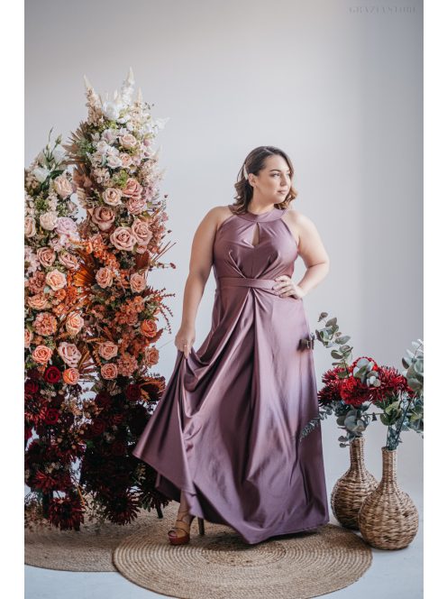 Barbi – elől-hátul csepp alakban kivágott maxi ruha supernatural színben