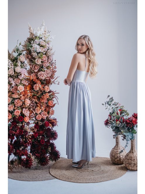 Hanna - V kivágású filigrana színű maxi ruha 