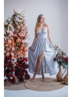 Hanna - V kivágású filigrana színű maxi ruha 