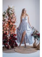 Hanna - V kivágású filigrana színű maxi ruha 