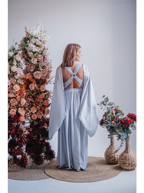 Scarlett - különleges maxi ruha keresztezett hátrésszel filigrana színben