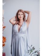 Különleges maxi ruha keresztezett hátrésszel ezüst színben.