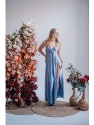 Elenor – vékony pántos V-kivágású maxi ruha riva színben