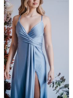   Elenor – vékony pántos V-kivágású maxi ruha riva színben