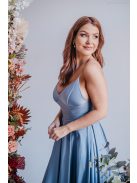 Zenina – V-kivágású maxi ruha spagetti pántokkal riva színben 