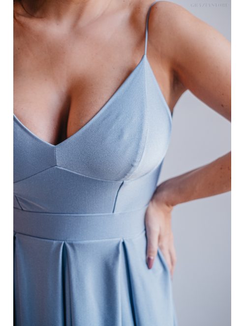 Zenina – V-kivágású maxi ruha spagetti pántokkal riva színben 