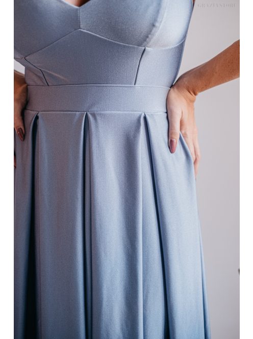 Zenina – V-kivágású maxi ruha spagetti pántokkal riva színben 