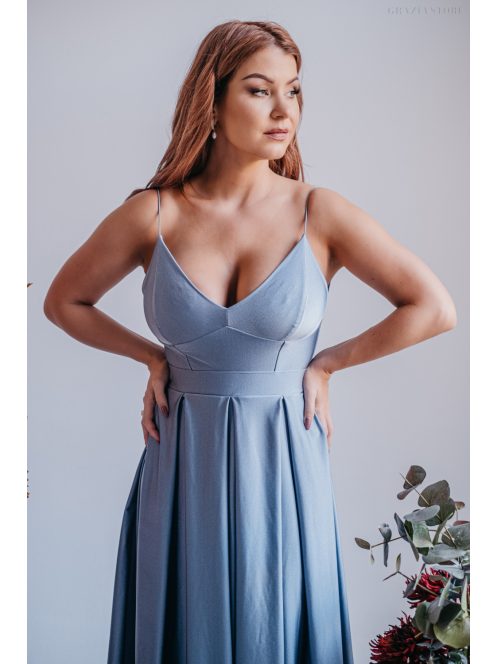 Zenina – V-kivágású maxi ruha spagetti pántokkal riva színben 