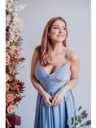 Zenina – V-kivágású maxi ruha spagetti pántokkal riva színben 