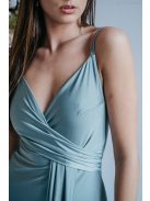 Elenor – vékony pántos V-kivágású maxi ruha foresty színben