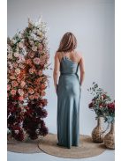 Helén – army színű maxi ruha aszimmetrikus felsőrésszel 