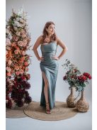 Helén – army színű maxi ruha aszimmetrikus felsőrésszel 