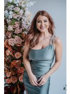 Helén – army színű maxi ruha aszimmetrikus felsőrésszel 