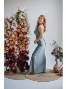 Helén – army színű maxi ruha aszimmetrikus felsőrésszel 