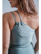 Helén – army színű maxi ruha aszimmetrikus felsőrésszel 