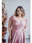 Inez – ráncolt felsőrészű, romantikus ujjú shiva színű maxi ruha 