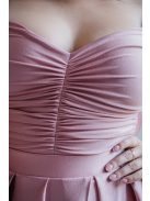 Inez – ráncolt felsőrészű, romantikus ujjú shiva színű maxi ruha 