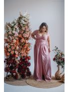 Inez – ráncolt felsőrészű, romantikus ujjú shiva színű maxi ruha 