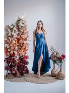 Antónia – Vékony pántos átlapolós ruha aszimmetrikus szoknyával isola színben