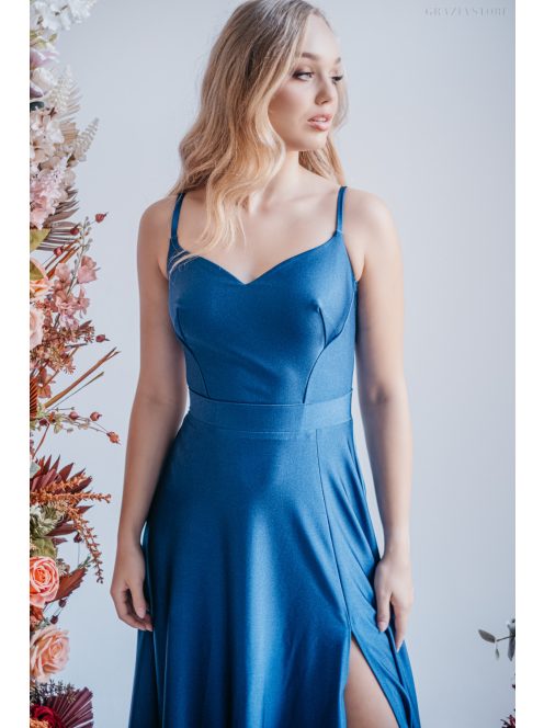 Sophie – Vékony pántos, szív kivágású maxi ruha isola színben