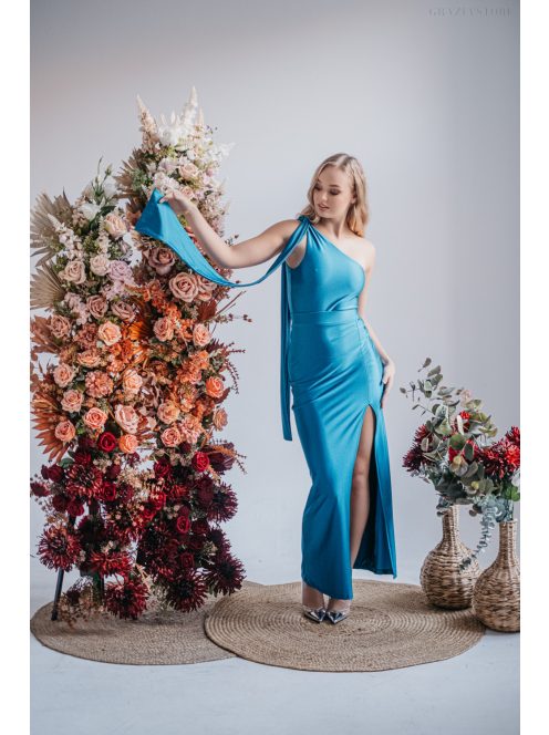 Freya – féloldalas maxi ruha szűk szoknyával blue fondale színben
