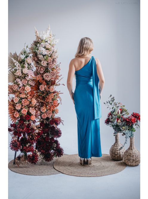 Freya – féloldalas maxi ruha szűk szoknyával blue fondale színben