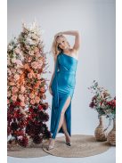 Féloldalas maxi ruha szűk szoknyával blue fondale színben.