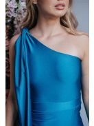 Féloldalas maxi ruha szűk szoknyával blue fondale színben.