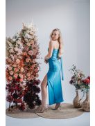 Féloldalas maxi ruha szűk szoknyával blue fondale színben.