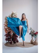 Madleine – blue fondale színű maxi ruha hátán pántokkal 