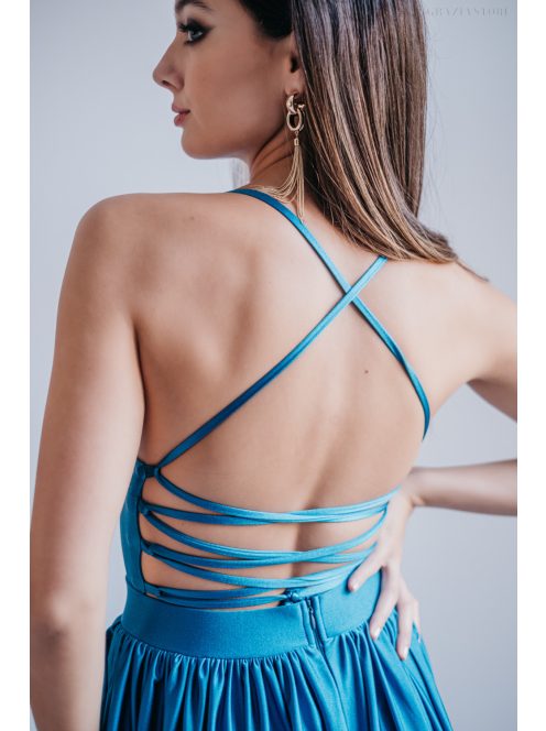 Madleine – blue fondale színű maxi ruha hátán pántokkal 