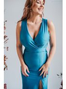 Zóra - átlapolt mellrészű maxi ruha blue fondale színben szűk szoknyával