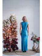 Zóra - átlapolt mellrészű maxi ruha blue fondale színben szűk szoknyával