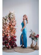 Zóra - átlapolt mellrészű maxi ruha blue fondale színben szűk szoknyával