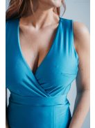 Zóra - átlapolt mellrészű maxi ruha blue fondale színben szűk szoknyával