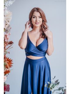   Yvonne - maxi ruha keresztezett felsővel blue scuro színben