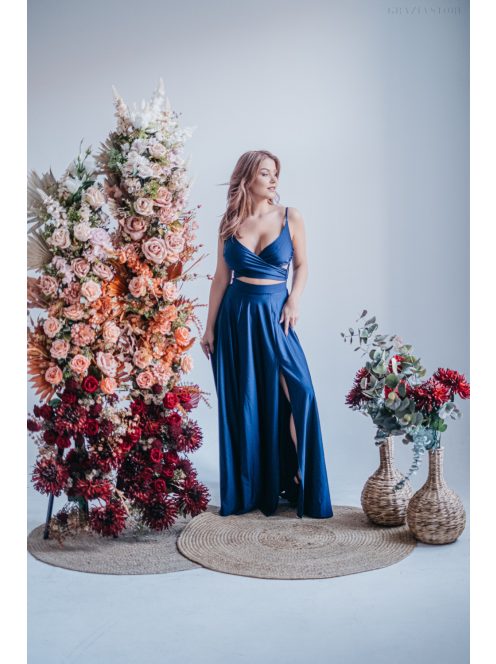 Yvonne - maxi ruha keresztezett felsővel blue scuro színben