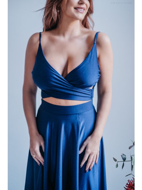Yvonne - maxi ruha keresztezett felsővel blue scuro színben