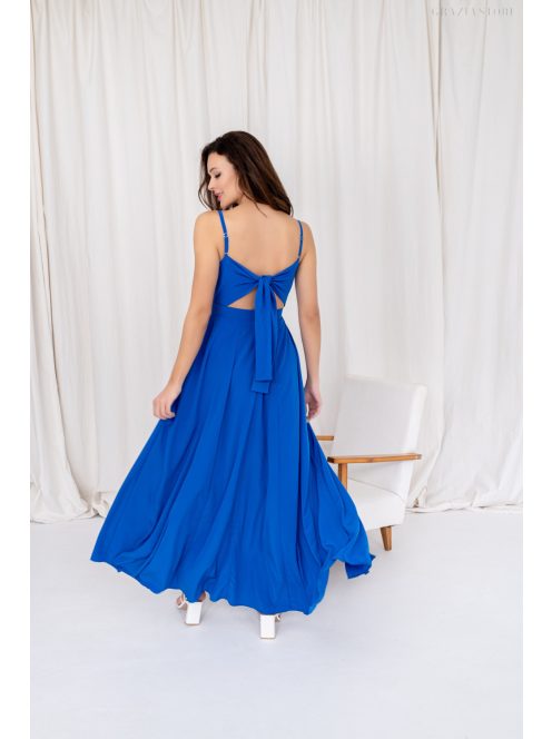 Dália – királykék színű maxi furfangos hátrésszel muszlin anyagból