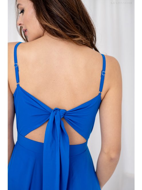 Dália – királykék színű maxi furfangos hátrésszel muszlin anyagból