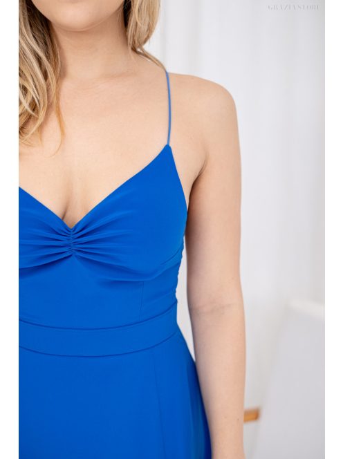 Gitta – királykék színű muszlin maxi különleges hátmegoldással