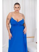 Abigél átlapolt mellrészű, vékony pántos muszlin maxi, kék színben. 