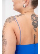 Abigél átlapolt mellrészű, vékony pántos muszlin maxi, kék színben. 