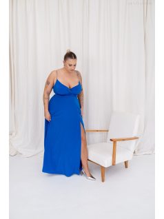   Abigél – átlapolt mellrészű királykék színű muszlin maxi ruha