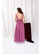 Mira – V-kivágású, gumis hátú muszlin maxi ruha rose színben